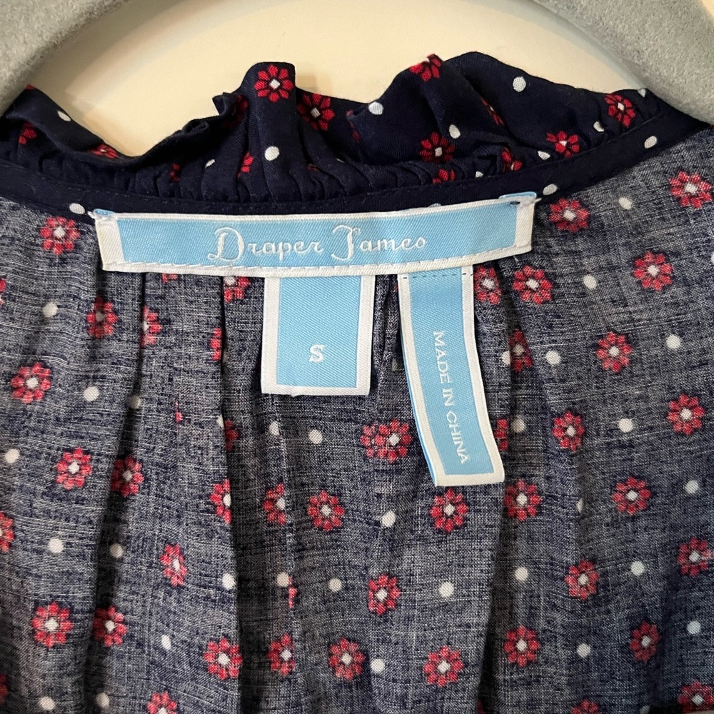 Draper James Navy with Red Flower Polka Dots Dress, Rayon Women’s size Small - Picture 10 of 15